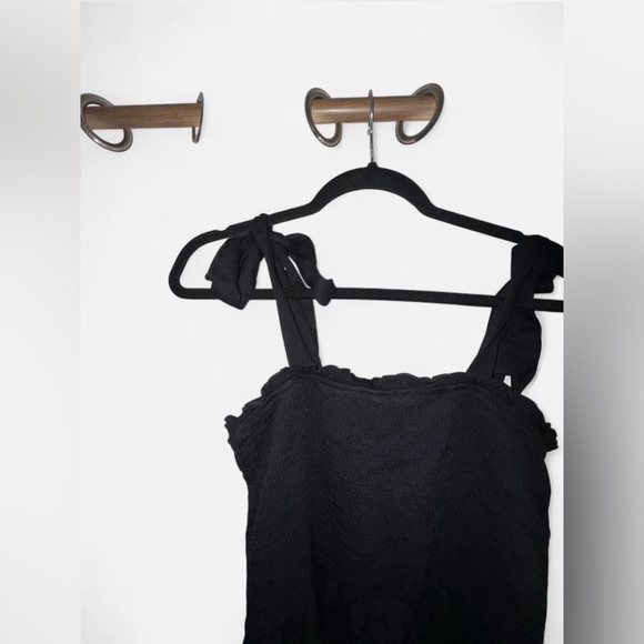 Black Smocked Tiered Mini Sundress - Picture 3 of 5